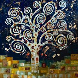 Painting La vie est belle by Romanelli Karine | Painting Figurative Gluing Landscapes