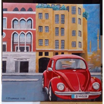 Painting Red Volkswagen by Chammas Fady | Painting Figurative