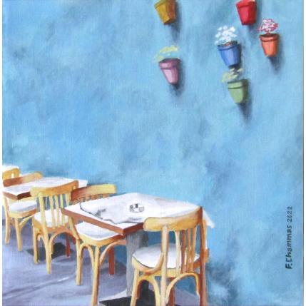 Painting Blue Wall Tavern by Chammas Fady | Painting Figurative
