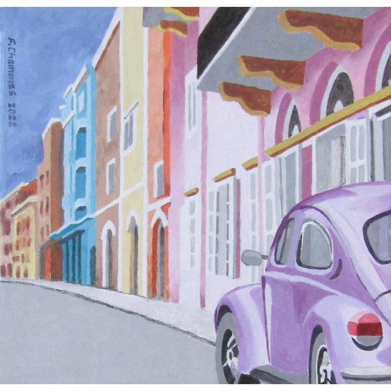 Painting Pink Volkswagen by Chammas Fady | Painting Figurative
