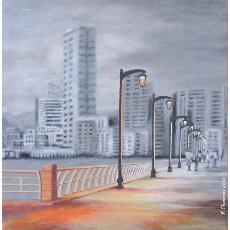 Painting Ain El Mreisseh Sunset by Chammas Fady | Painting Figurative