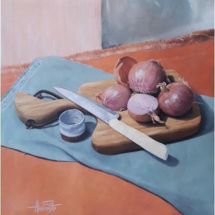 Painting Nature morte avec oignon by Parisotto Alice | Painting Figurative Oil Still-life