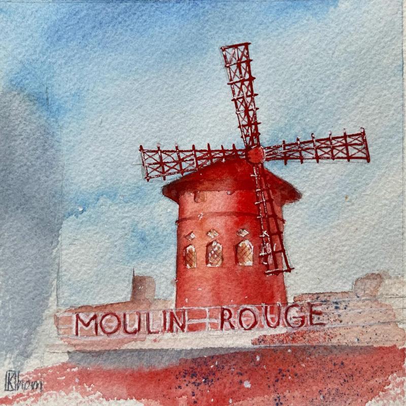 Painting Moulin rouge by Khomyakova  Liliya  | Painting Figurative Landscapes Watercolor