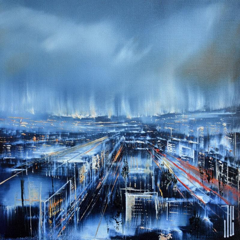 Peinture Vue sur la ville par Guillet Jerome | Tableau Figuratif Urbain Acrylique