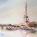 Painting Sunset in Paris by Khomyakova  Liliya  | Painting Figurative Landscapes Watercolor