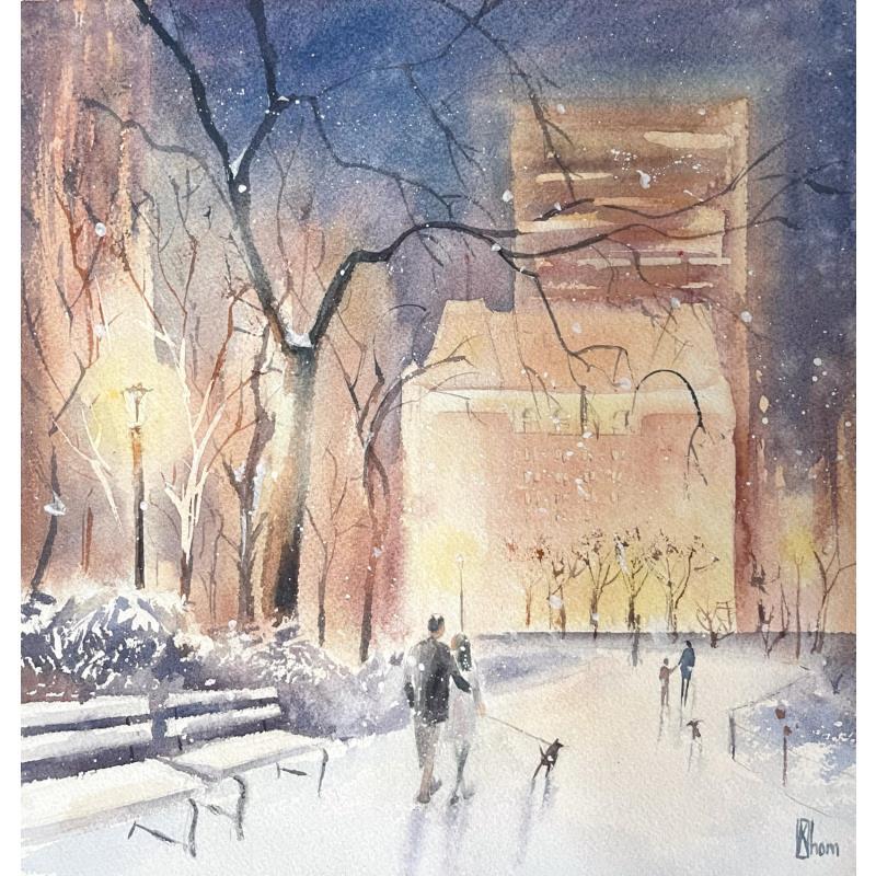 Painting New York Central Park by Khomyakova  Liliya  | Painting Figurative Urban Watercolor