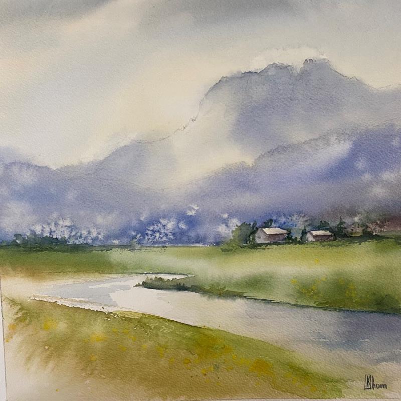 Painting Summer in the Alps by Khomyakova  Liliya  | Painting Figurative Landscapes Watercolor