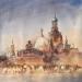 Painting Dresden winter evening by Khomyakova Liliya | Painting Figurative Urban Watercolor