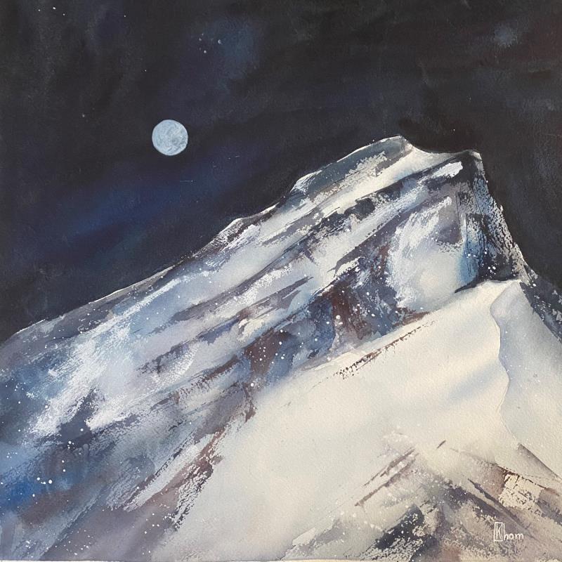 Painting Moonlight night in the mountains by Khomyakova  Liliya  | Painting Watercolor