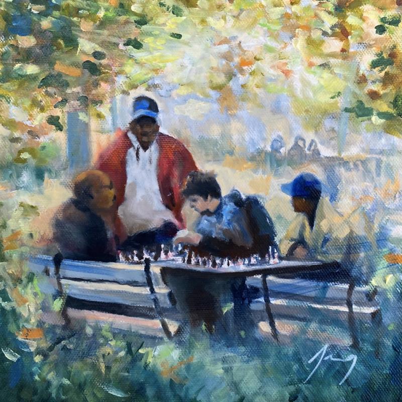 Painting Les joueurs d'échecs by Jung François | Painting Figurative Urban Life style Oil