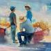 Peinture Les vendeurs de mangues par Jung François | Tableau Figuratif Scènes de vie Huile