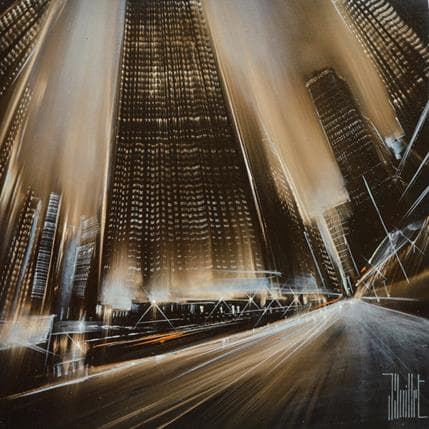 Painting Dynamic boulevard by Guillet Jerome | Painting Figurative Acrylic Urban