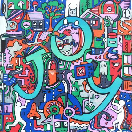 Gemälde Joy von Fanny | Gemälde Art brut Holz Pop-Ikonen