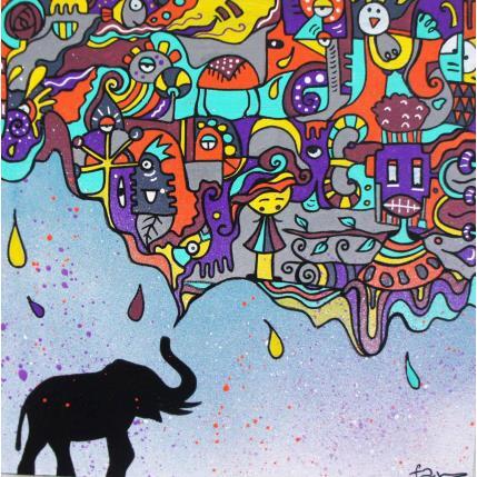 Gemälde Spreading colors von Fanny | Gemälde Art brut Holz Pop-Ikonen