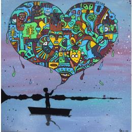 Painting Cœur à prendre by Fanny | Painting Raw art Wood Landscapes