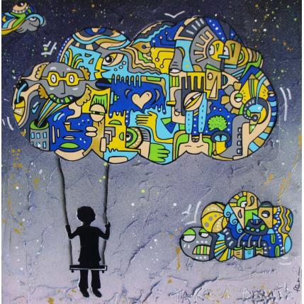 Gemälde Take a breath von Fanny | Gemälde Art brut Holz