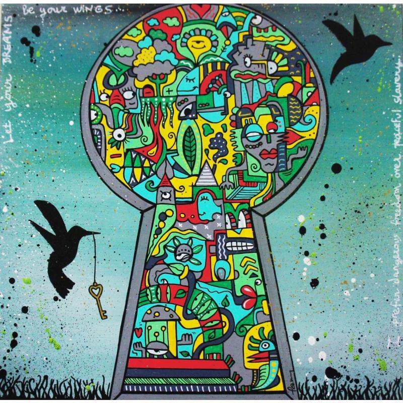 Painting Your dream of freedom by Fanny | Painting Raw art Wood