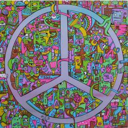 Painting Peace is always beautiful by Fanny | Painting Raw art Wood