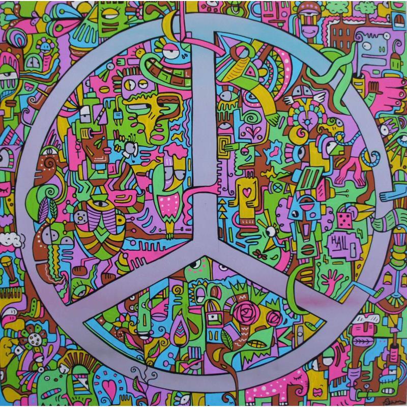 Gemälde Peace is always beautiful von Fanny | Gemälde Art brut Holz