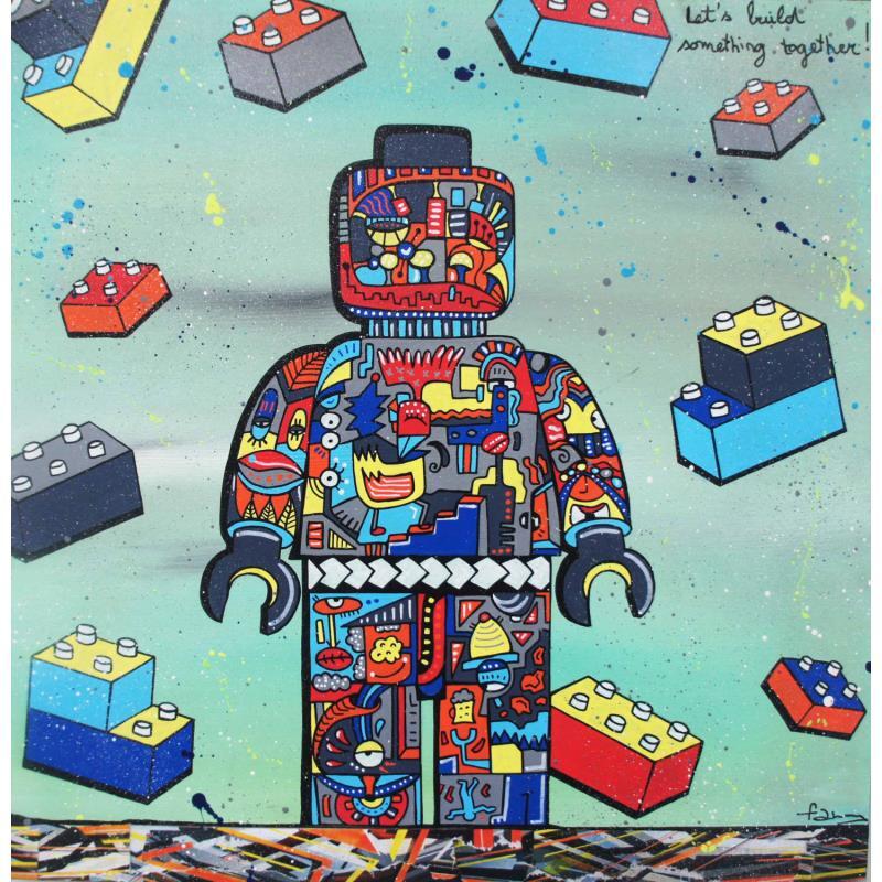 Gemälde Rebuild and create von Fanny | Gemälde Art brut Holz