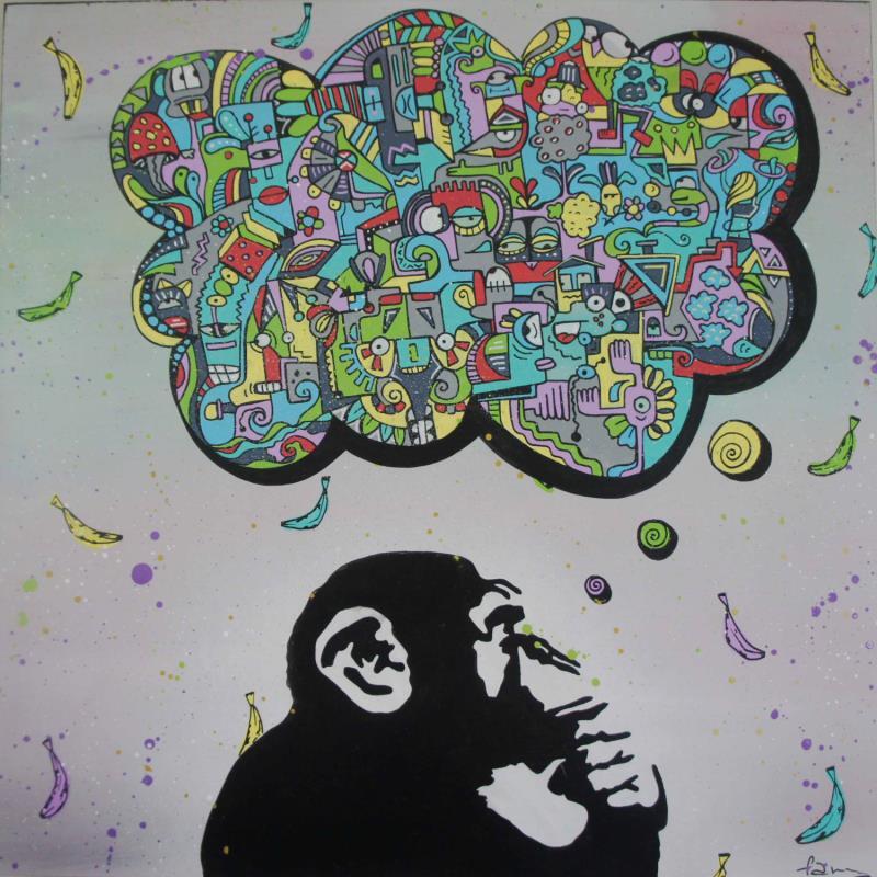 Painting voyageur céleste by Fanny | Painting Raw art Wood