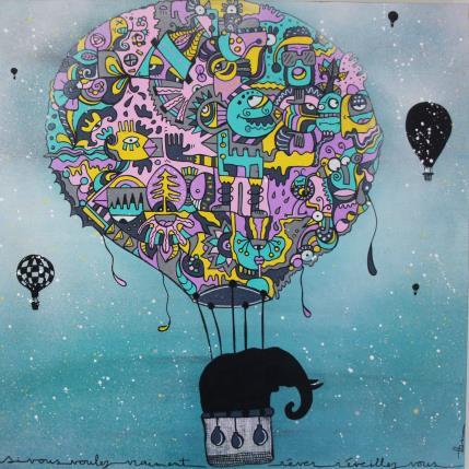 Gemälde Pensées profondes von Fanny | Gemälde Art brut Holz