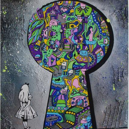 Peinture Welcome to my world par Fanny | Tableau Art Singulier Bois