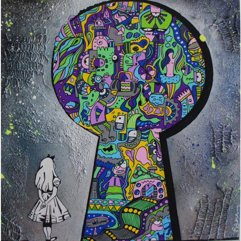 Painting Welcome to my world by Fanny | Painting Raw art Wood