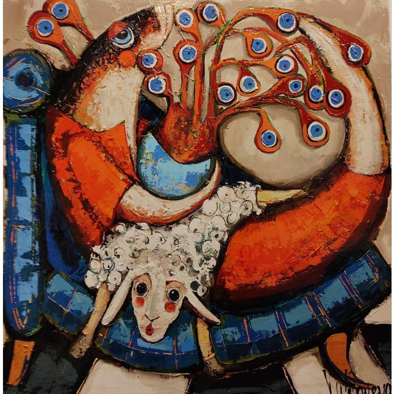 Painting No puedo dormir by Villanueva Puigdelliura Natalia | Painting Figurative Life style Animals Oil