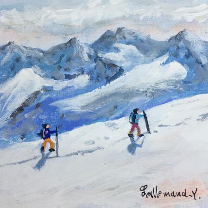 Gemälde Alpinistes von Lallemand Yves | Gemälde Figurativ Acryl, Öl Landschaften
