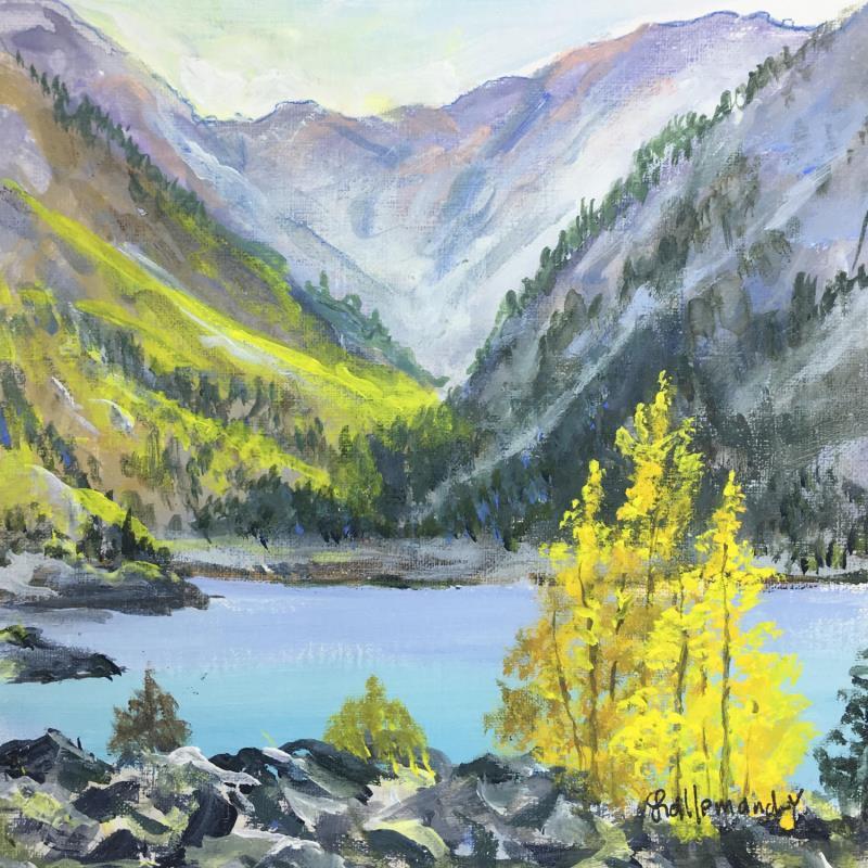 Peinture Lac du Lauvitel Ecrins par Lallemand Yves | Tableau Figuratif Paysages Huile Acrylique