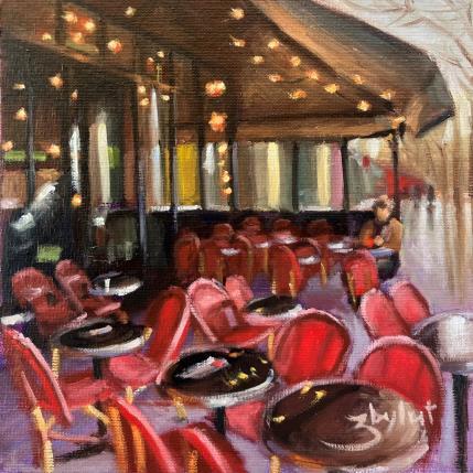 Gemälde Les chaises rouges von Zbylut Ludovic | Gemälde Figurativ Öl Alltagsszenen, Architektur