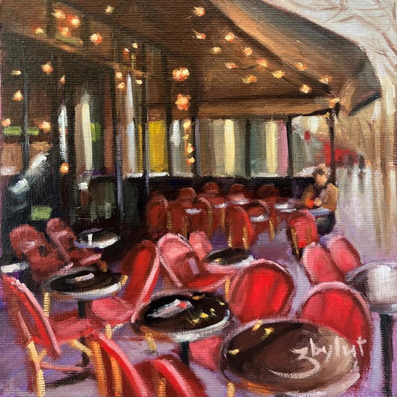 Painting Les chaises rouges by Zbylut Ludovic | Painting Figurative Life style Architecture Oil