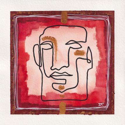 Peinture -Memorias par Detovart | Tableau Figuratif Aquarelle, Feuille d'or, Posca Portraits, Société