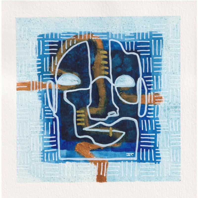 Painting -Souvenirs by Detovart | Painting Figurative Portrait Marine Life style Watercolor Posca Gold leaf