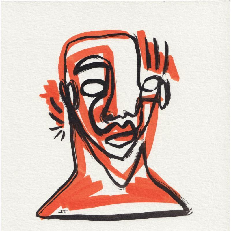 Painting -Shock by Detovart | Painting Figurative Portrait Urban Minimalist Posca