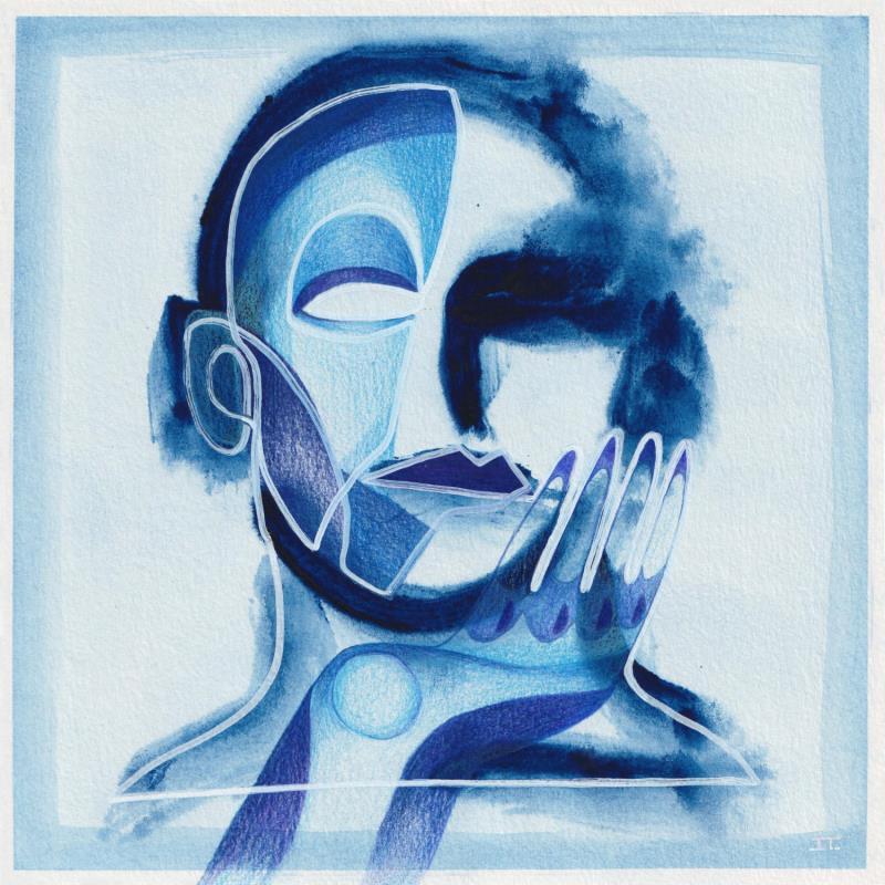 Painting -Focus bleu by Detovart | Painting Raw art Portrait Society Life style Gouache