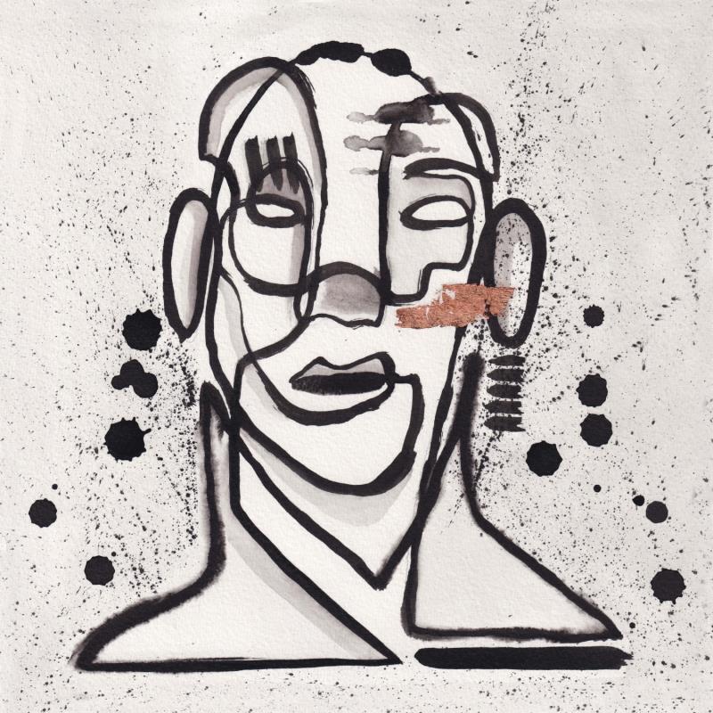 Peinture -splash par Detovart | Tableau Art Singulier Portraits Société Scènes de vie Encre Feuille d'or