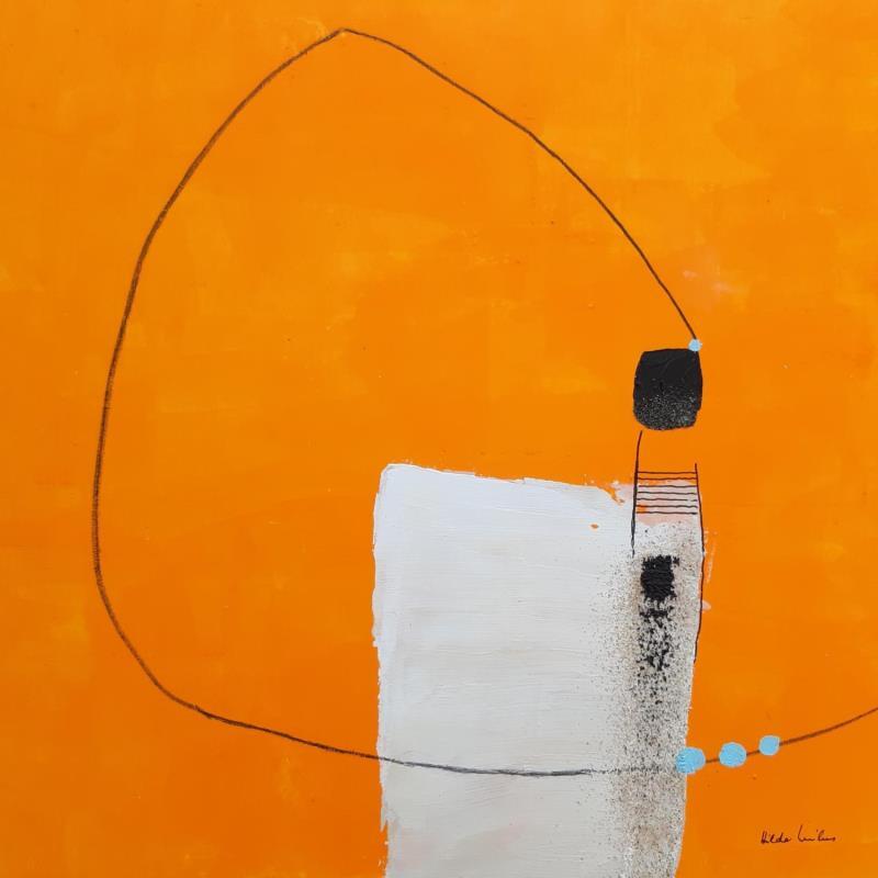 Gemälde abstract yellow C 26 von Wilms Hilde | Gemälde Abstrakt Minimalistisch Pappe Collage