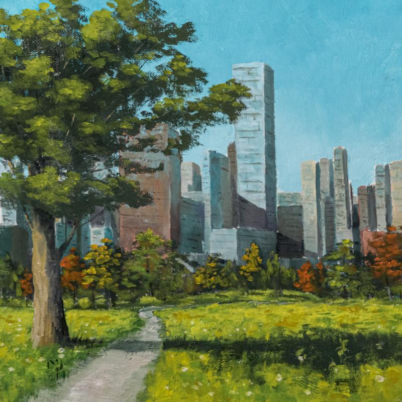 Painting Invitation_A_Respirer_002 by Bichebois Manuel | Painting Figurative Landscapes Urban Oil