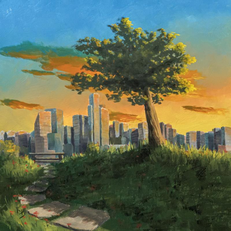 Peinture Invitation_A_Respirer_001 par Bichebois Manuel | Tableau Figuratif Paysages Urbain Huile