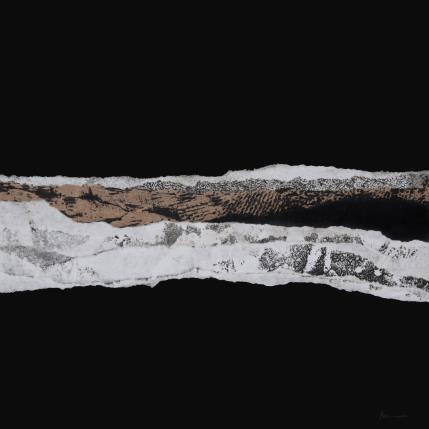 Peinture #2 from the series The Land Seems Inhabited to Them  par Sousa de Sousa Bárbara | Tableau Abstrait Collage minimaliste, noir & blanc, Paysages