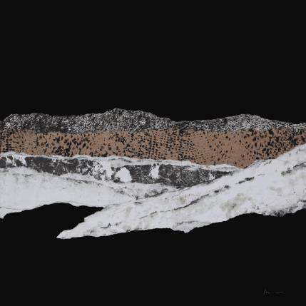 Peinture #3 from the series The Land Seems Inhabited to Them par Sousa de Sousa Bárbara | Tableau Abstrait Collage minimaliste, noir & blanc, Paysages