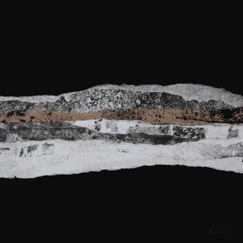 Peinture #4 from the series The Land Seems Inhabited to Them  par Sousa de Sousa Bárbara | Tableau Abstrait Paysages Minimaliste Noir & blanc Collage