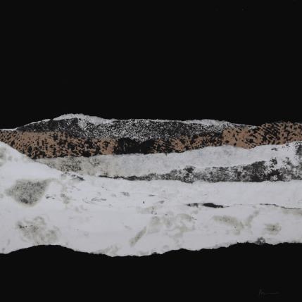 Peinture #5 from the series The Land Seems Inhabited to Them  par Sousa de Sousa Bárbara | Tableau Abstrait Collage minimaliste, noir & blanc, Paysages