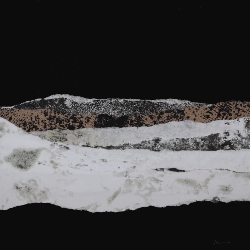 Peinture #5 from the series The Land Seems Inhabited to Them  par Sousa de Sousa Bárbara | Tableau Abstrait Paysages Minimaliste Noir & blanc Collage