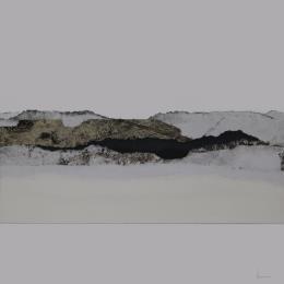 Peinture #23 from the series The Land Seems Inhabited to Them par Sousa de Sousa Bárbara | Tableau Abstrait Collage Minimaliste, Noir & blanc, Paysages