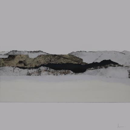 Peinture #23 from the series The Land Seems Inhabited to Them par Sousa de Sousa Bárbara | Tableau Abstrait Collage minimaliste, noir & blanc, Paysages