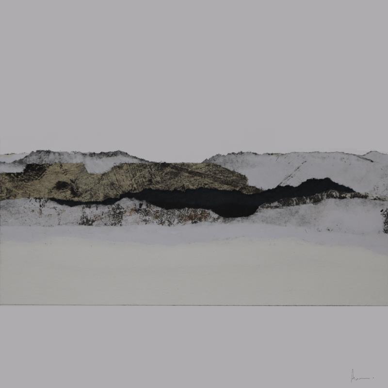 Gemälde #23 from the series The Land Seems Inhabited to Them von Sousa de Sousa Bárbara | Gemälde Abstrakt Landschaften Minimalistisch Schwarz & Weiß Collage