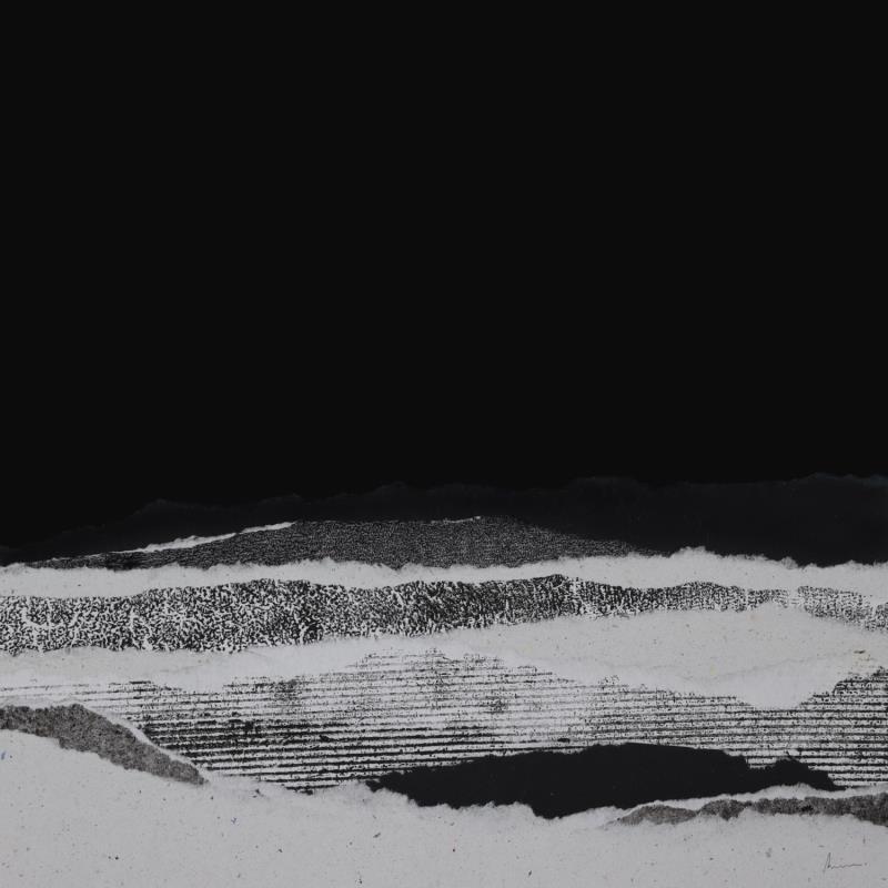 Painting #7 from the series The Land Seems Inhabited to Them  by Sousa de Sousa Bárbara | Painting Abstract Landscapes Minimalist Black & White Gluing